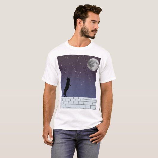 Dream Higher – Night Sky Cat Design T-shirt (Voorkant volledig)
