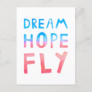 Dream Hope Fly Waterverf Typografie Briefkaart