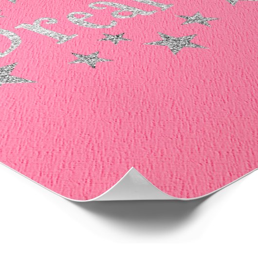Dream Hot Pink met Silver Glitter Poster (Hoek)