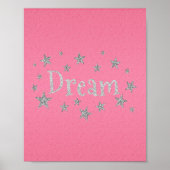Dream Hot Pink met Silver Glitter Poster (Voorkant)