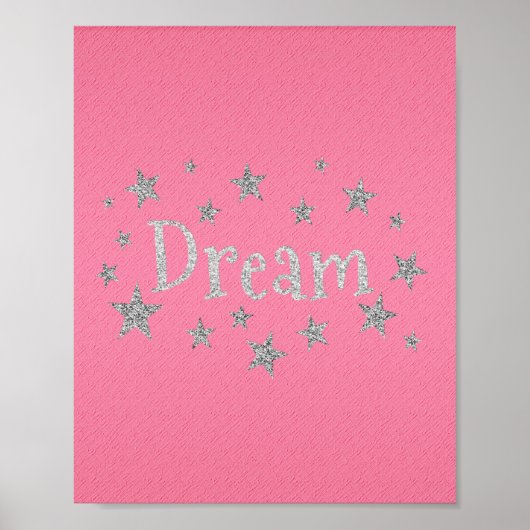 Dream Hot Pink met Silver Glitter Poster (Voorkant)