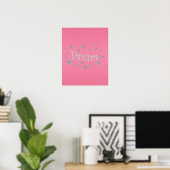 Dream Hot Pink met Silver Glitter Poster (Thuiskantoor)