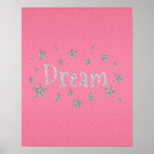 Dream Hot Pink met Silver Glitter Poster (Voorkant)