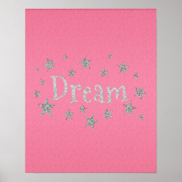 Dream Hot Pink met Silver Glitter Poster