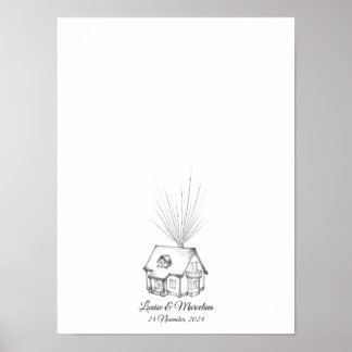 Dream House Vingerafdruk bruiloft gastenboek Poster