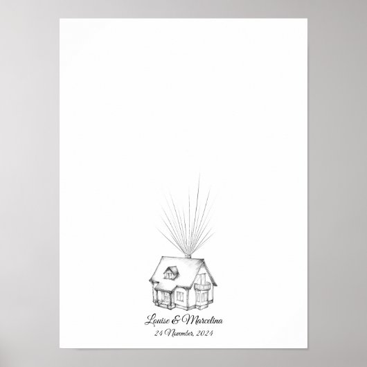 Dream House Vingerafdruk bruiloft gastenboek Poster (Voorkant)