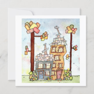 Dream House Waterverf Wenskaart Kaart