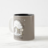 Dream in realiteit-kleine jongen, Big Dreams Logo Tweekleurige Koffiemok (Voorkant links)