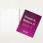 Dream It Believe It Achieve It Pink Motivatie Planner (Display)