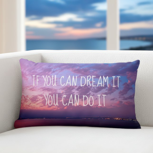 Dream it do it citate Paarse Ocean Sunset Photo Kussen (Creator heeft geüpload)