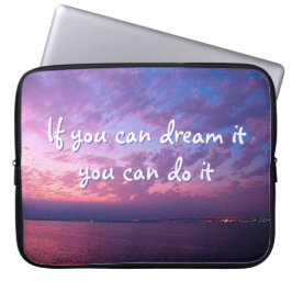 Dream it do it citate Paarse Ocean Sunset Photo Laptop Sleeve