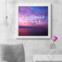 Dream it do it citate Paarse Ocean Sunset Photo