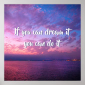 Dream it do it citate Paarse Ocean Sunset Photo Poster (Voorkant)