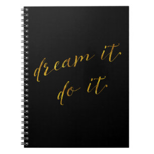 Dream it do it quote faux Gold Foil quotes Sparkly Notitieboek