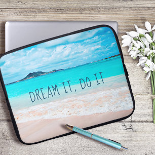 Dream It Do It Quote Hawaii Tropical Sandy Beach Laptop Sleeve