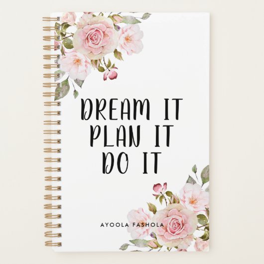 Dream it Plan it do it Motivatie blush Floral Planner (Voorkant)
