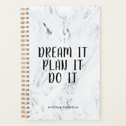 Dream it Plan it do it Motivatie Quote Marmer Planner (Voorkant)