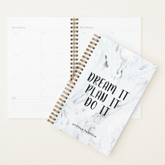 Dream it Plan it do it Motivatie Quote Marmer Planner (Display)