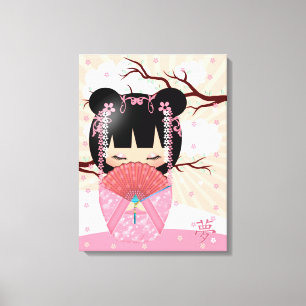 Dream Kokeshi Doll 18 x 24-inch Wrapped Canvas Afdruk