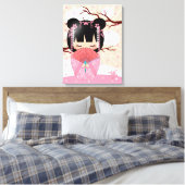 Dream Kokeshi Doll 18 "x 24" Ingewikkeld Canvas Afdruk (Insitu (Slaapkamer))