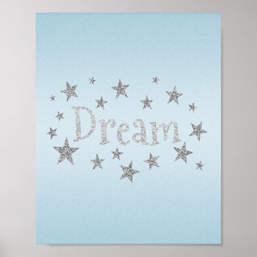 Dream Light Blue met Silver Glitter Poster (Voorkant)