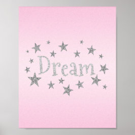 Dream Light Pink met Silver Glitter Poster