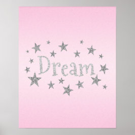 Dream Light Pink met Silver Glitter Poster