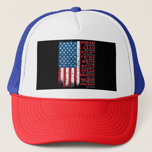 Dream like Martin  USA Flag Gift Trucker Pet (Voorkant)