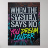 Dream Louder, Motivational Quote Urban Graffiti Poster (Voorkant)