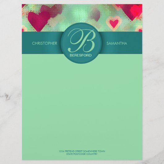 Dream Love he (Arts) Monogram Letterhead Gepersonaliseerd Briefhoofd (Voorkant)