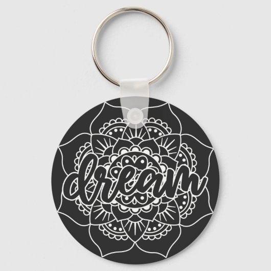 Dream Mandala in White Sleutelhanger (Voorkant)