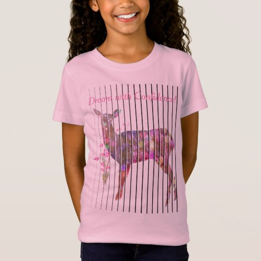 Dream met Vertrouwen Deer en Flowers T-Shirt (Voorkant)