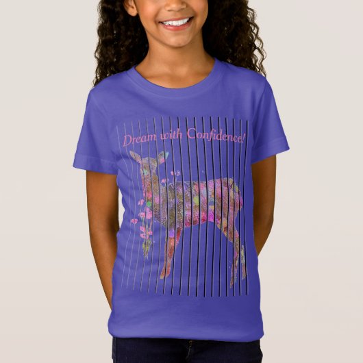Dream met Vertrouwen Deer en Flowers T-Shirt (Voorkant)