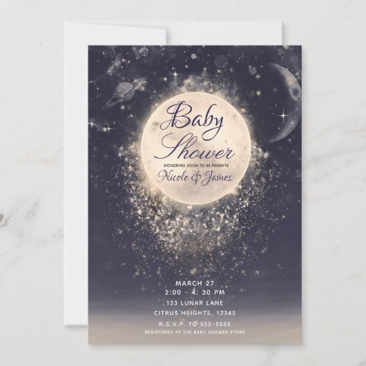 Dream Moon Magic Cosmic Sparkles Baby shower Kaart (Voorkant)