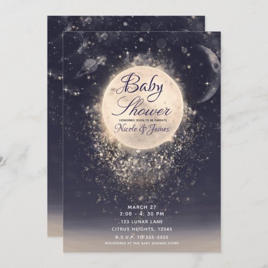 Dream Moon Magic Cosmic Sparkles Baby shower Kaart (Voorkant / Achterkant)