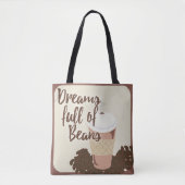 Dream of Coffee Beans Cute Coffee Illustration Tote Bag (Voorkant)