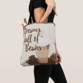 Dream of Coffee Beans Cute Coffee Illustration Tote Bag (Dichtbij)