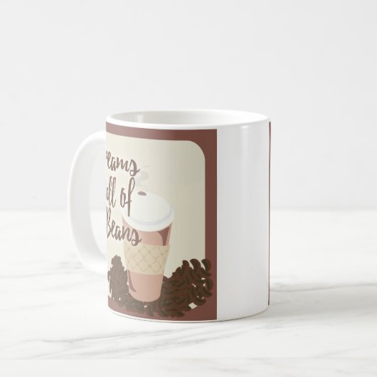 Dream of Coffee Beans Cute Java Illustration Koffiemok (Voorkant links)