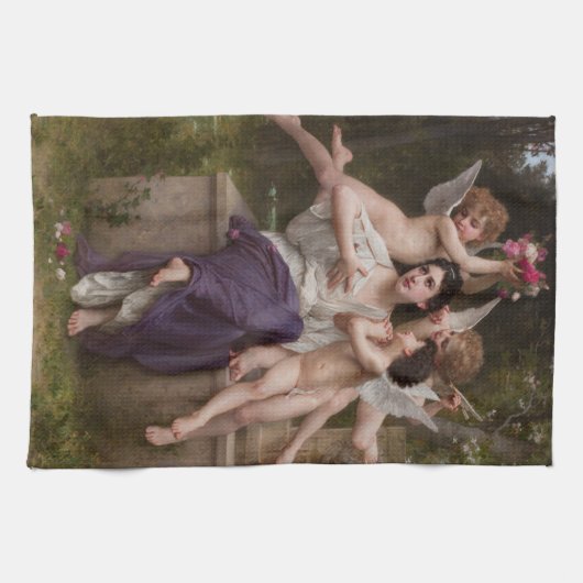 Dream of Spring, Rêve de Printemps van Bouguereau Theedoek (Horizontaal)