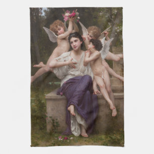 Dream of Spring, Rêve de Printemps van Bouguereau Theedoek