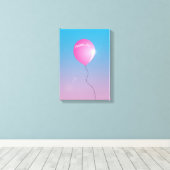 Dream op Quote Pink ballon in sky inspirerend Canvas Afdruk (Insitu (Houten vloer))