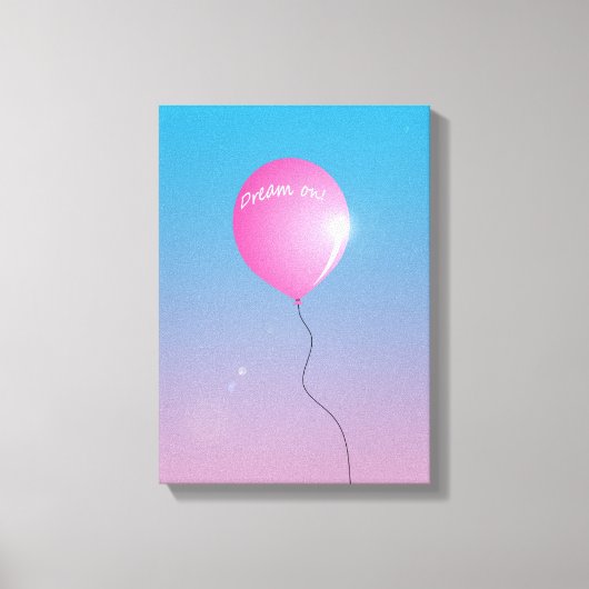 Dream op Quote Pink ballon in sky inspirerend Canvas Afdruk (Voorkant)