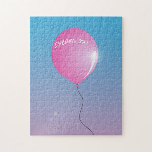 Dream op Quote Pink ballon in sky inspirerend Legpuzzel