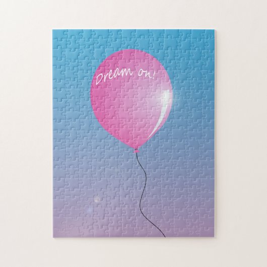 Dream op Quote Pink ballon in sky inspirerend Legpuzzel (Verticaal)
