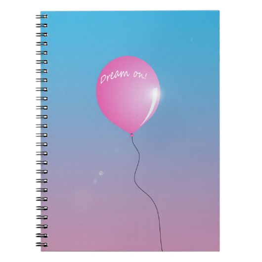 Dream op Quote Pink ballon in sky inspirerend Notitieboek (Voorkant)