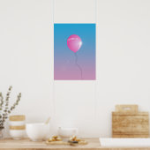 Dream op Quote Pink ballon in sky inspirerend Poster (Keuken)