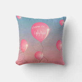 Dream op roze ballonnen in sky inspirerend Name Kussen