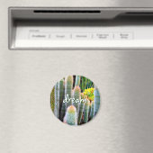 "Dream" oranje getipte fuzzy groene cactus foto Magneet (Insitu (Vaatwasser))