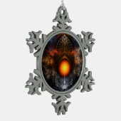 Dream Orb Fractal Art Pewter Snowflake Ornament (Links)