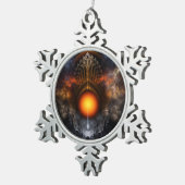 Dream Orb Fractal Art Pewter Snowflake Ornament (Rechts)